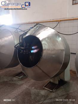 Recipiente para recubrimiento de acero inoxidable de 100 litros con quemadores