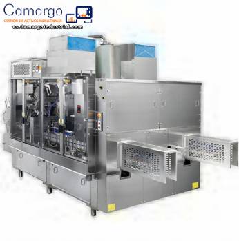 L�nea de envasado con etiquetadora y encajadora para productos de limpieza