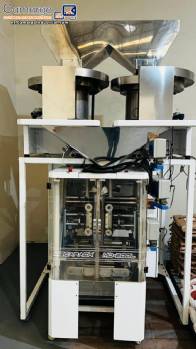 M�quina de envasado Mecapack MD-200L con b�scula doble Helimatic para polvos y granos JHM.