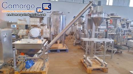 Sistema de llenado de polvo con transportador de silo de tornillo y llenador de tornillo