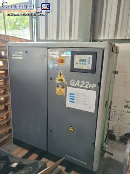 Compresor de aire de tornillo Atlas Copco GA 22 FF de 30 hp con secador de aire integrado. Compresor de aire de tornillo Atlas Copco GA 22 FF de 30 hp con secador de aire integrado.