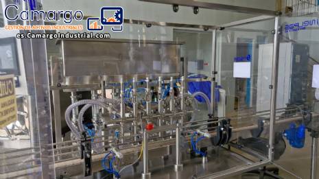Línea de llenado completa con máquinas Tecman Nelpas Tecnoenvase Tudela para el llenado, etiquetado, taponado y posicionamiento de botellas de líquidos cosméticos. Línea de llenado completa con máquinas Tecman Nelpas Tecnoenvase Tudela para el llenado, etiquetado, taponado y posicionamiento de botellas de líquidos cosméticos.